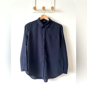 Uniqlo rayon long-sleeve blouse in navy